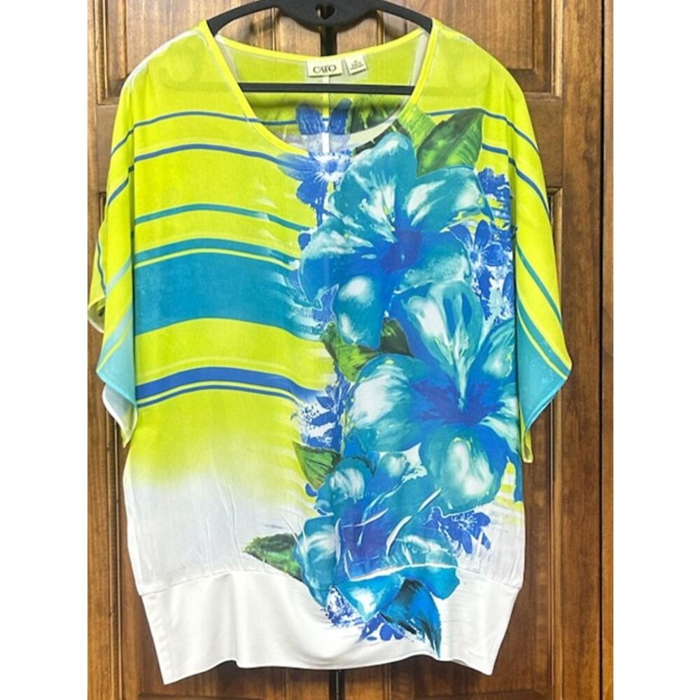 Cato Medium Flower Blouse in Yellows and Blues